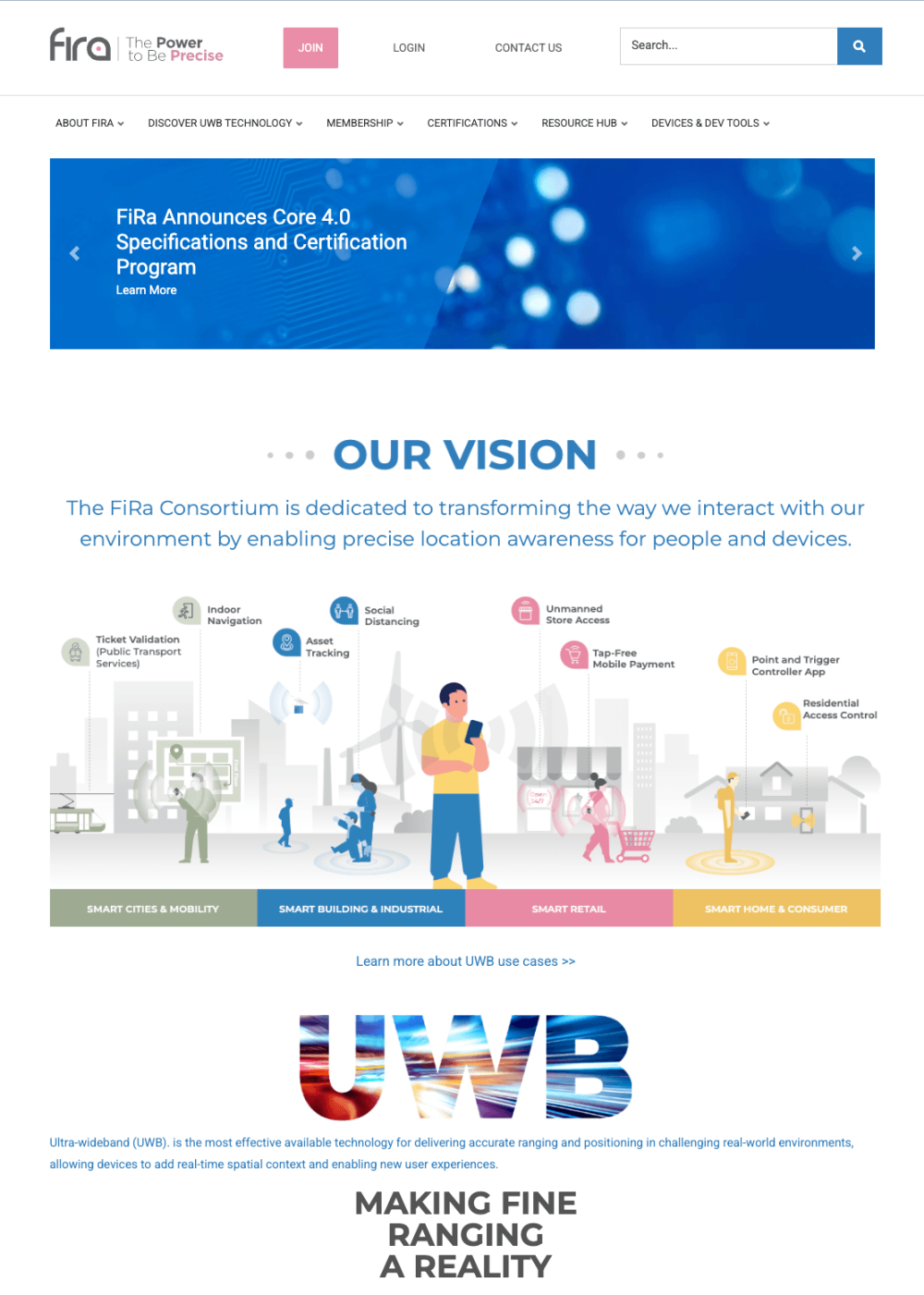 FiRa's home page screenshot