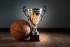 A photo of a basketball trophy